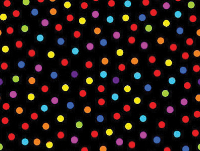 Multi Coloured Dots on Black - Click Image to Close